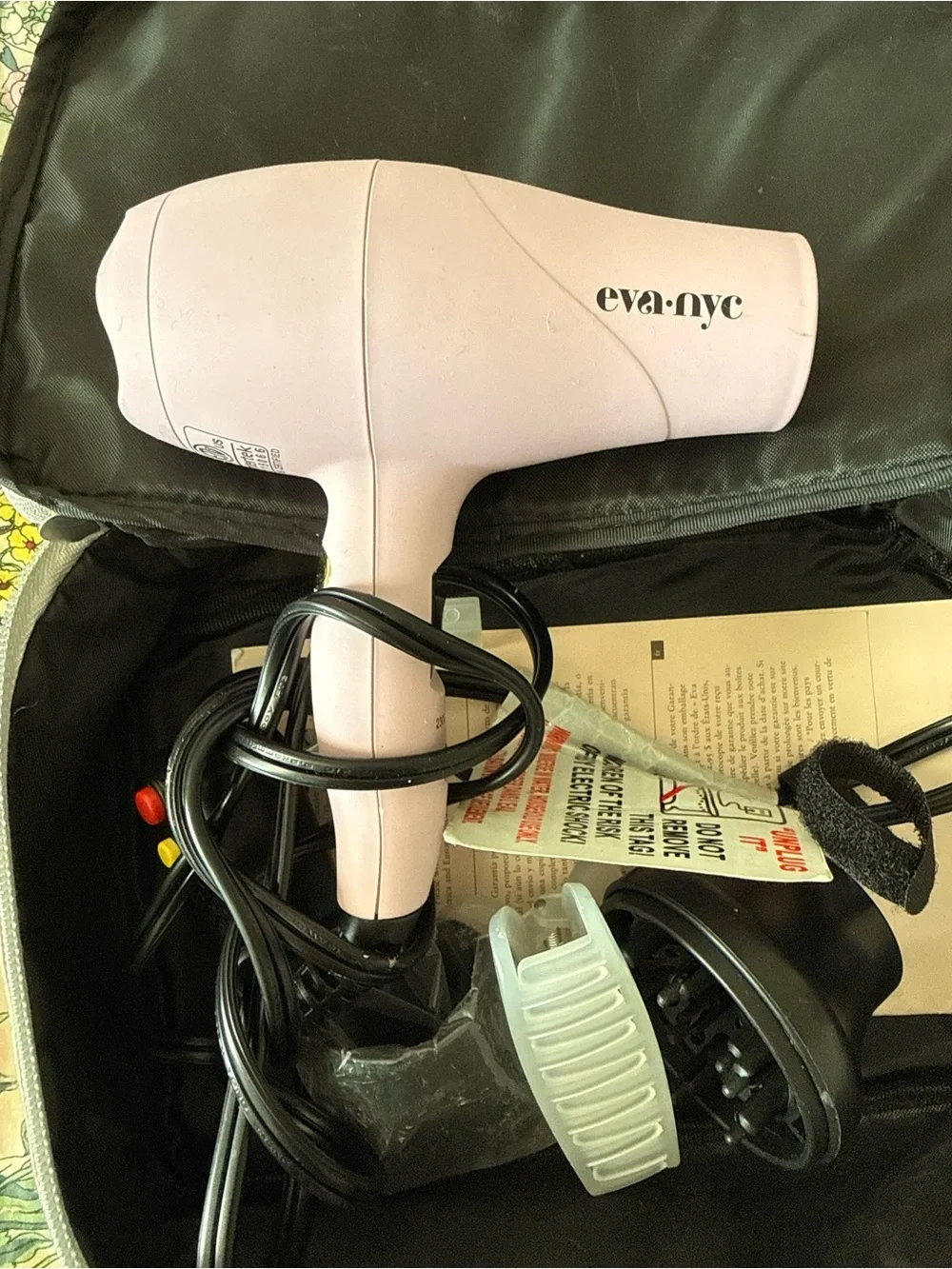 Eva NYC Lavender Travel Mini Hair Dryer with Diffuser and Holographic Case